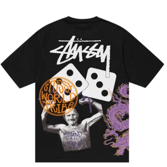 Stussy Other - Stussy Strike Pigment Dyed with Graphic Dice and Dragon T-Shirt Rare New